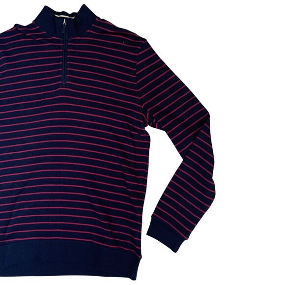 Jos. A. Bank 1905 Mens Sz L 1/4 Zip Comfort Stretch Tailored Fit Striped Sweater - Picture 10 of 14